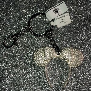 New Disney Parks silver magic mirror ears keychain